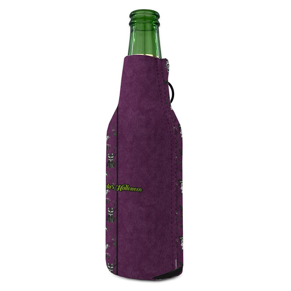 Witches On Halloween Zipper Bottle Cooler - ANGLE (bottle)