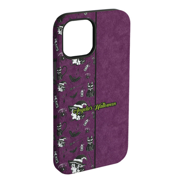 Custom Witches On Halloween iPhone Case - Rubber Lined - iPhone 15 Plus (Personalized)