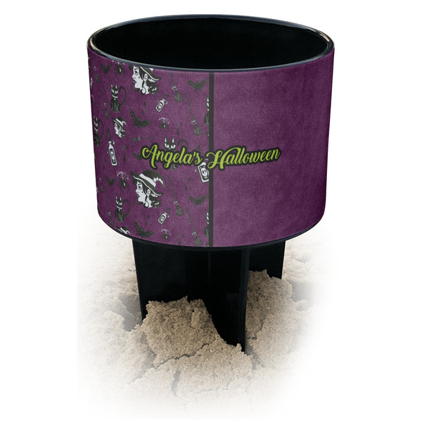 Custom Witches On Halloween Black Beach Spiker Drink Holder (Personalized)