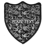 Skulls Iron On Shield Patch B w/ Name or Text