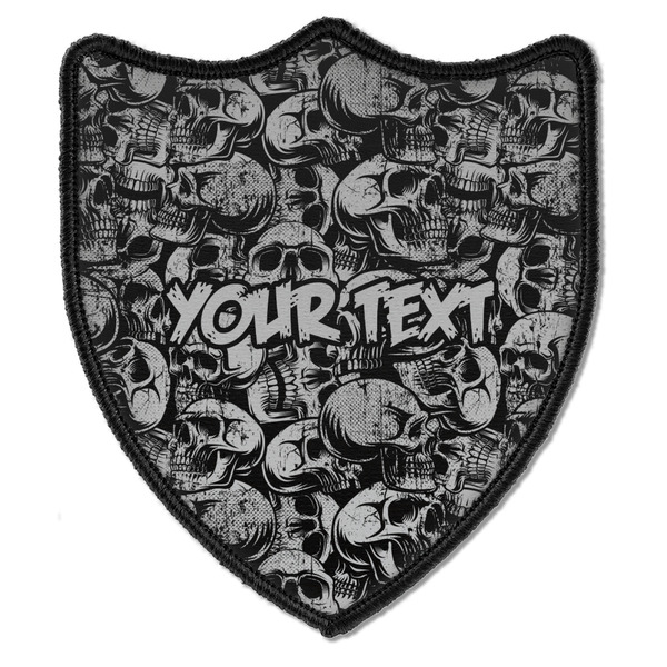 Custom Skulls Iron On Shield Patch B w/ Name or Text