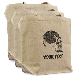 Skulls Reusable Cotton Grocery Bags - Set of 3 (Personalized)