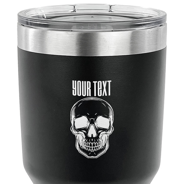 Skulls 30 oz Stainless Steel Ringneck Tumbler - Black - CLOSE UP