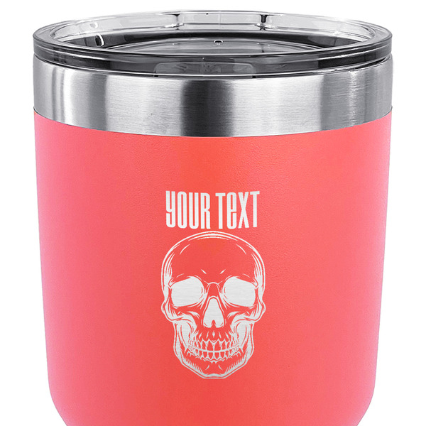 Skulls 30 oz Stainless Steel Ringneck Tumbler - Coral - CLOSE UP