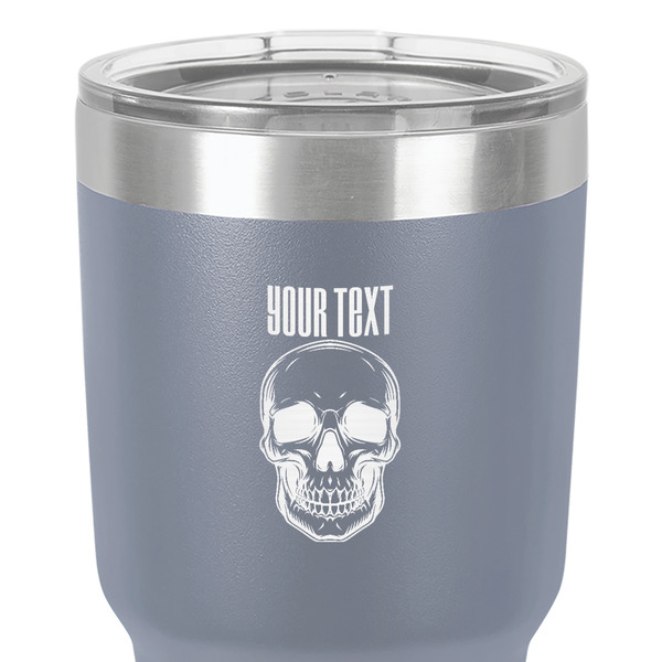 Skulls 30 oz Stainless Steel Ringneck Tumbler - Grey - Close Up