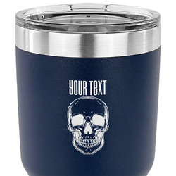 Skulls 30 oz Stainless Steel Tumbler - Navy - Double Sided (Personalized)
