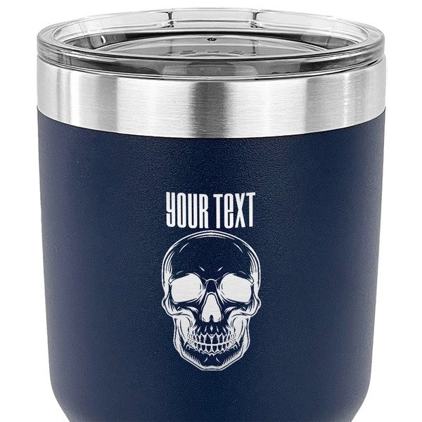 Skulls 30 oz Stainless Steel Ringneck Tumbler - Navy - CLOSE UP
