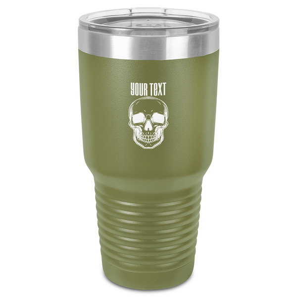 Custom Skulls 30 oz Stainless Steel Tumbler - Olive - Single-Sided (Personalized)