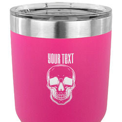 Skulls 30 oz Stainless Steel Tumbler - Pink - Single Sided (Personalized)