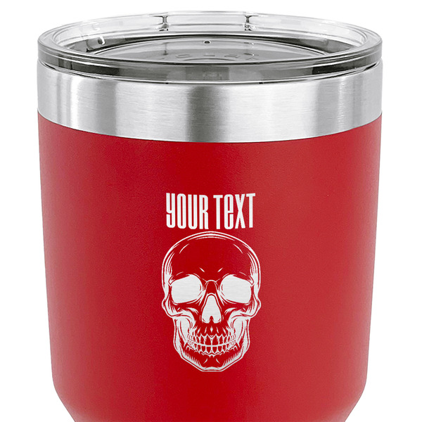 Skulls 30 oz Stainless Steel Ringneck Tumbler - Red - CLOSE UP