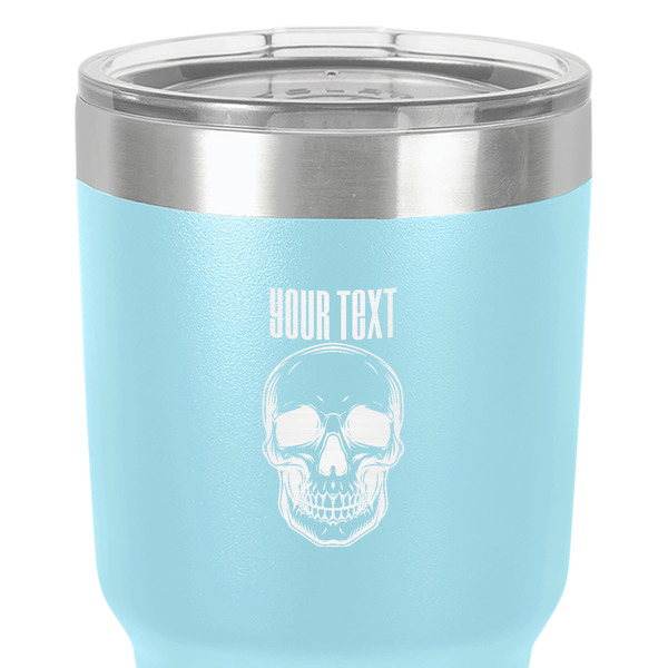 Skulls 30 oz Stainless Steel Ringneck Tumbler - Teal - Close Up