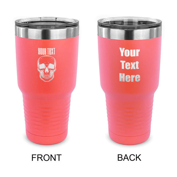 Custom Skulls 30 oz Stainless Steel Tumbler - Coral - Double Sided (Personalized)