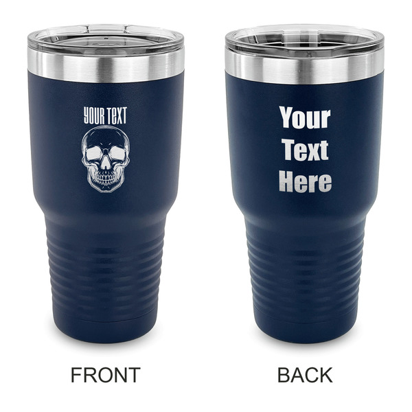 Custom Skulls 30 oz Stainless Steel Tumbler - Navy - Double Sided (Personalized)