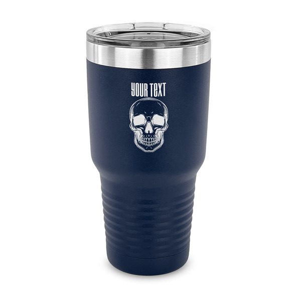 Custom Skulls 30 oz Stainless Steel Tumbler - Navy - Single Sided (Personalized)