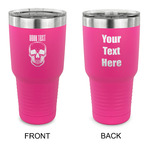 Skulls 30 oz Stainless Steel Tumbler - Pink - Double Sided (Personalized)