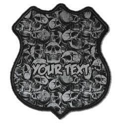 Skulls Iron On Shield Patch C w/ Name or Text