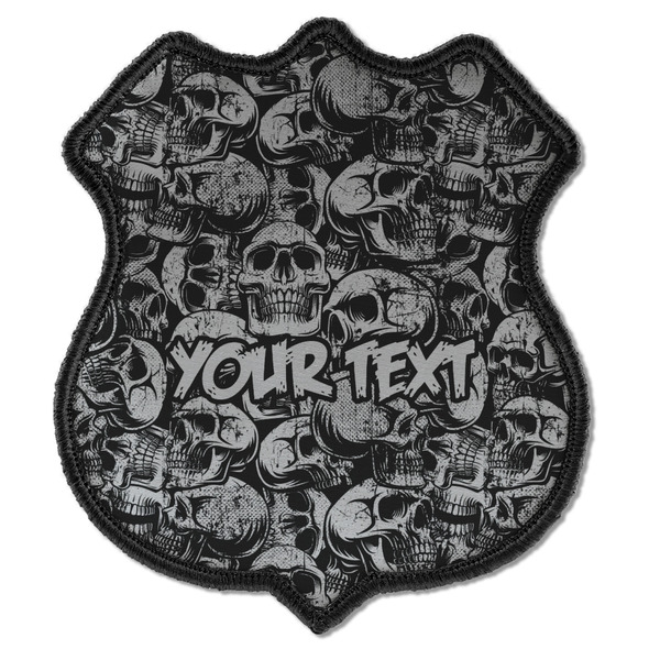 Custom Skulls Iron On Shield Patch C w/ Name or Text