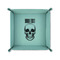 Skulls 6" x 6" Teal Leatherette Snap Up Tray - FOLDED UP