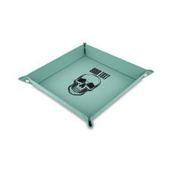 Skulls 6" x 6" Teal Faux Leather Valet Tray (Personalized)