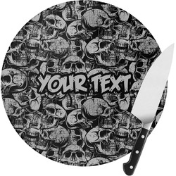 Skulls Round Glass Cutting Board - Small (Personalized)