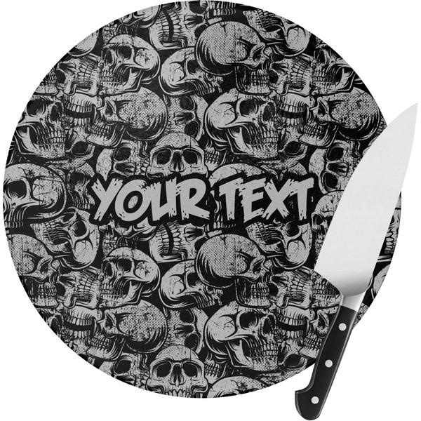 Custom Skulls Round Glass Cutting Board - Small (Personalized)
