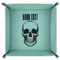 Skulls 9" x 9" Teal Leatherette Snap Up Tray - FOLDED