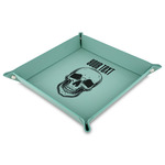 Skulls 9" x 9" Teal Faux Leather Valet Tray (Personalized)