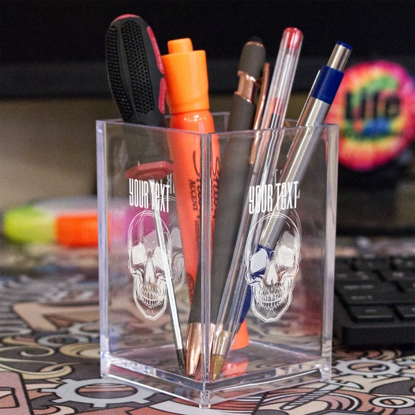 Skulls Acrylic Pen Holder - In Context