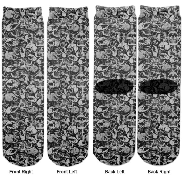 Skulls Adult Crew Socks - Double Pair - Front and Back - Apvl