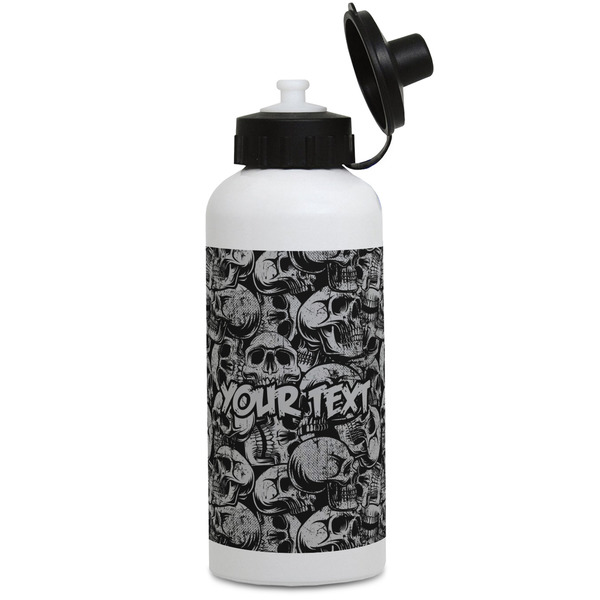 Custom Skulls Water Bottles - Aluminum - 20 oz - White (Personalized)