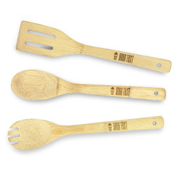 Skulls Bamboo Cooking Utensil Set - Double Sided (Personalized)