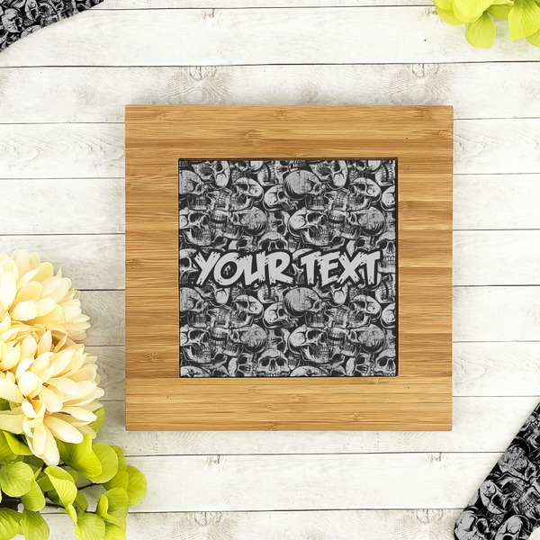 Skulls Bamboo Trivet with 6" Tile - LIFESTYLE