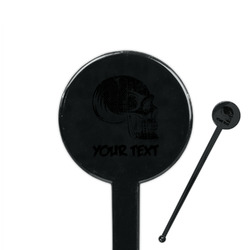 Skulls 7" Round Plastic Stir Sticks - Black - Single Sided (Personalized)