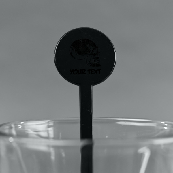 Skulls Black Plastic 7" Stir Stick - Round - Main