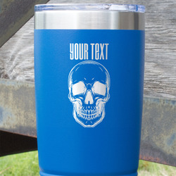 Skulls 20 oz Stainless Steel Tumbler - Royal Blue - Single Sided (Personalized)