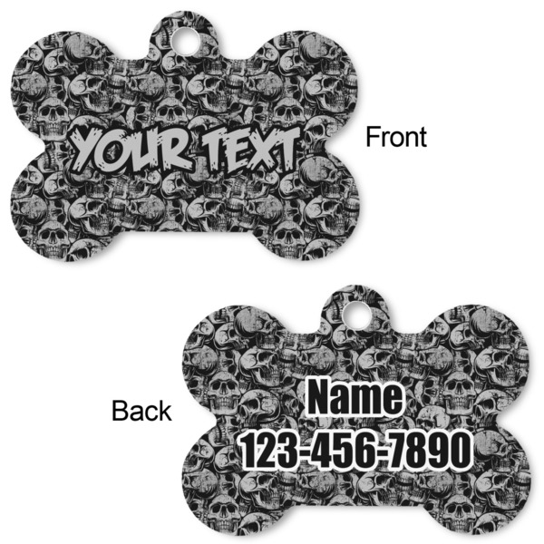 Skulls Bone Shaped Dog ID Tag - Large - Approval