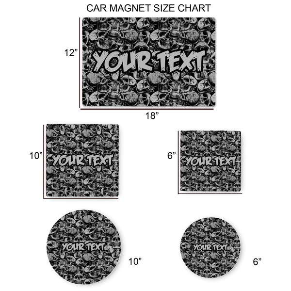 Skulls Car Magnets - SIZE CHART