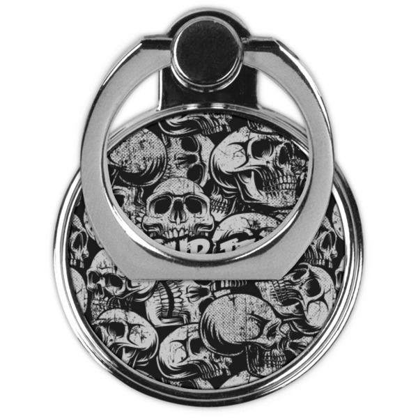 Skulls Cell Phone Ring Stand & Holder - Front (Collapsed)