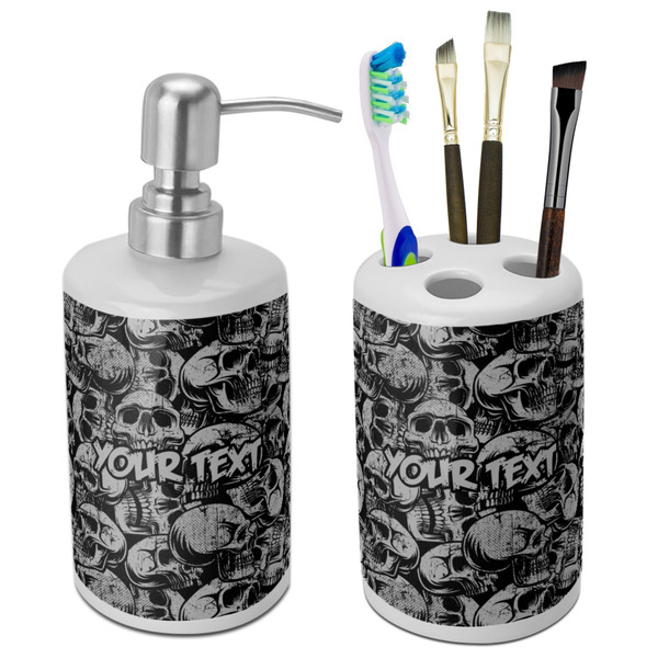 Custom Skulls Ceramic Bathroom Accessories Set (Personalized)