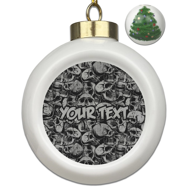 Custom Skulls Ceramic Ball Ornament - Christmas Tree (Personalized)