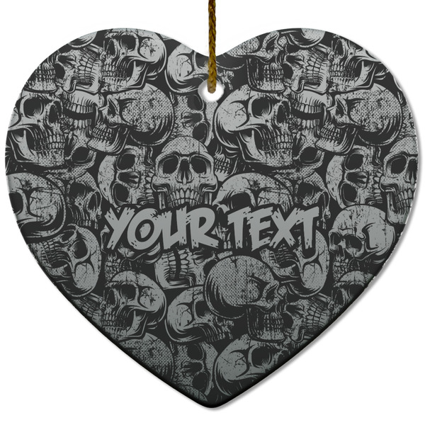 Skulls Ceramic Flat Ornament - Heart (Front)