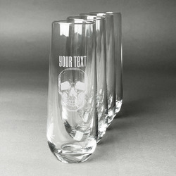 Skulls Champagne Flute - Stemless Engraved - Set of 4 (Personalized)