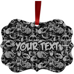 Skulls Metal Frame Ornament - Double Sided w/ Name or Text