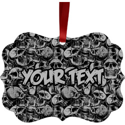 Skulls Metal Frame Ornament - Double Sided w/ Name or Text