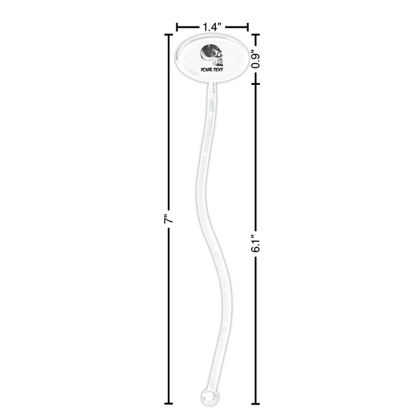 Skulls Clear Plastic 7" Stir Stick - Oval - Dimensions