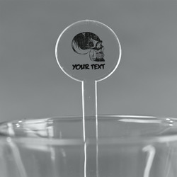Skulls 5.5" Round Plastic Stir Sticks - Clear (Personalized)