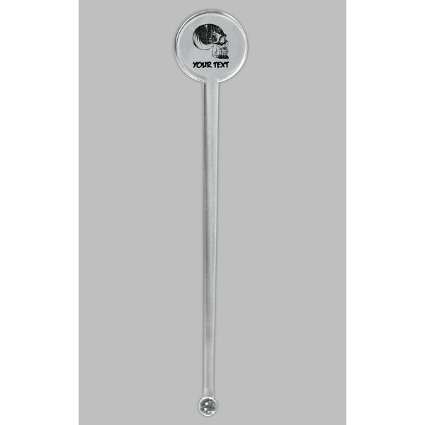 Skulls Clear Plastic 7" Stir Stick - Round - Single Stick