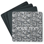 Skulls Square Rubber Backed Coasters - Set of 4 (Personalized)