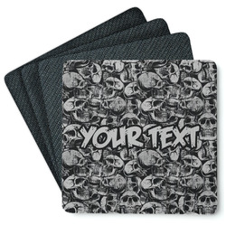 Skulls Square Rubber Backed Coasters - Set of 4 (Personalized)