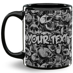 Skulls 11 Oz Coffee Mug - Black (Personalized)
